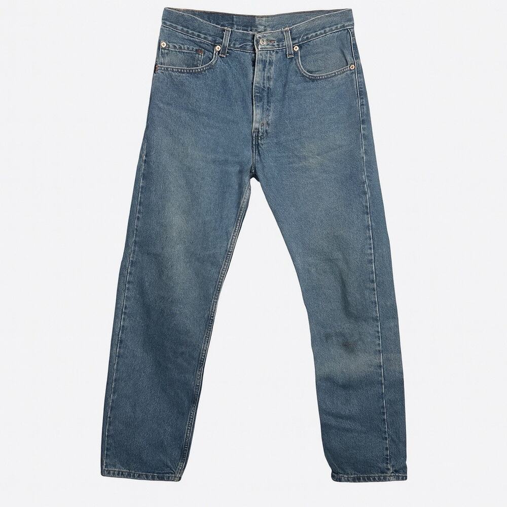 VTG 1990 Levi’s 505 Jeans 34x32 Regular Fit Straight Leg Blue Denim Distressed